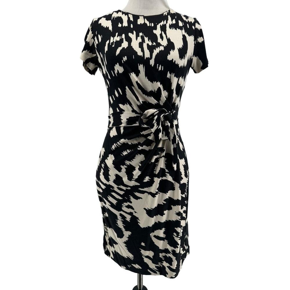 DVF Diane Von Furstenberg Women's Black Ikat Print Silk Zoe Dress Size 4